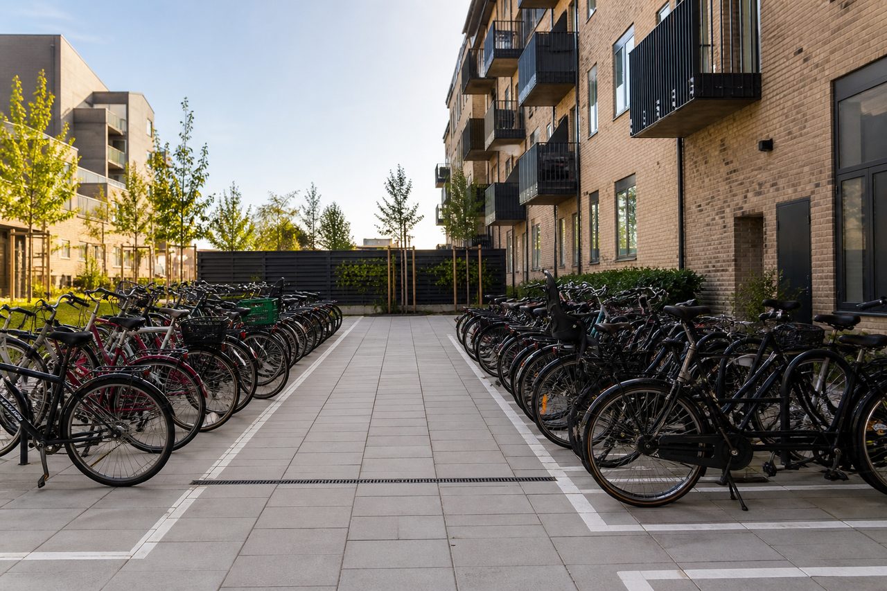 Ryddeligt cykelområde efter cykeloprydning