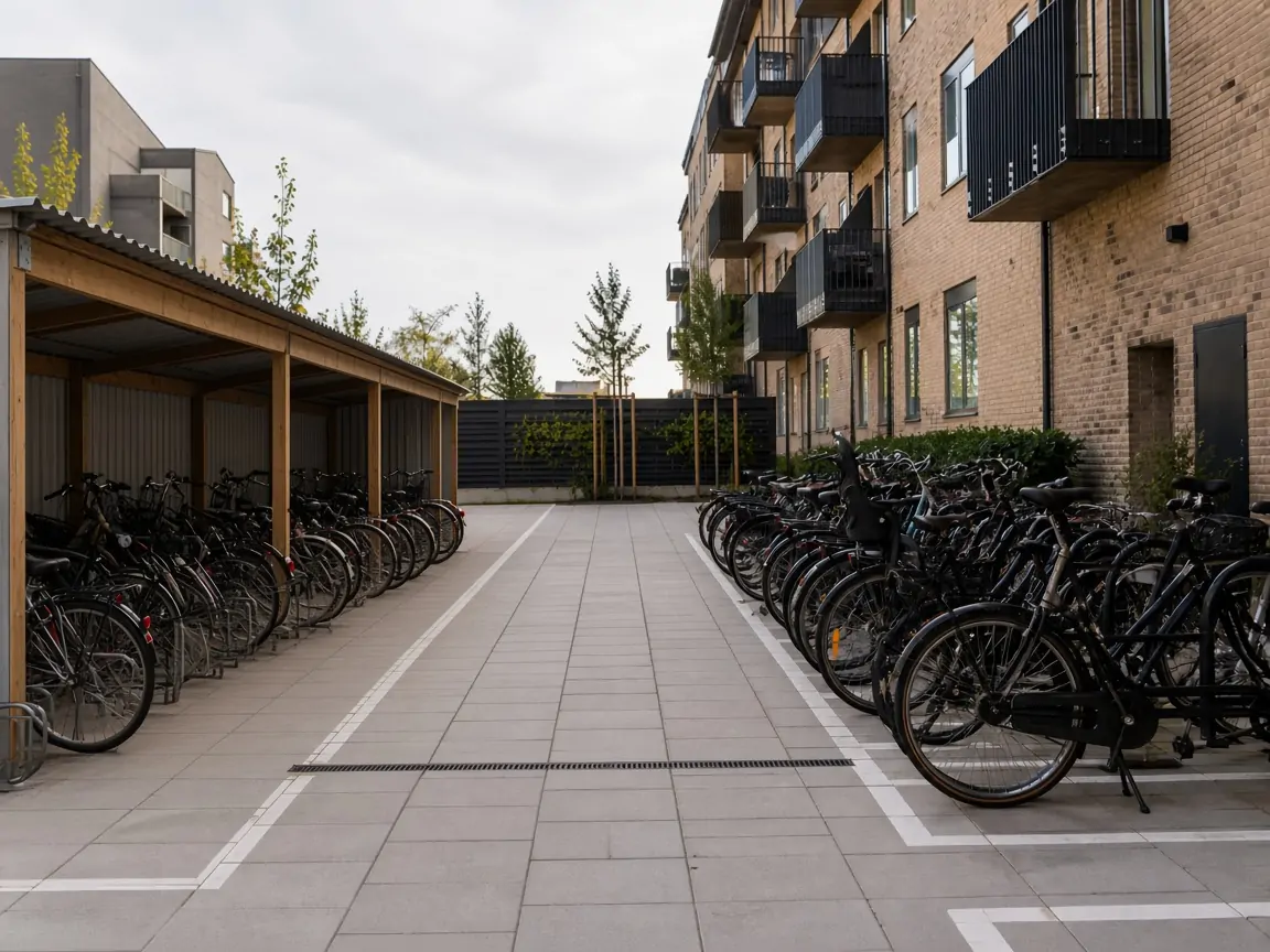 Ryddeligt cykelområde efter cykeloprydning