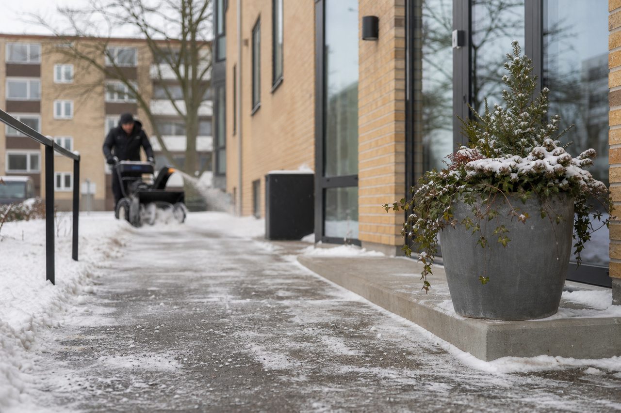 Snerydning og saltning ved ejendom